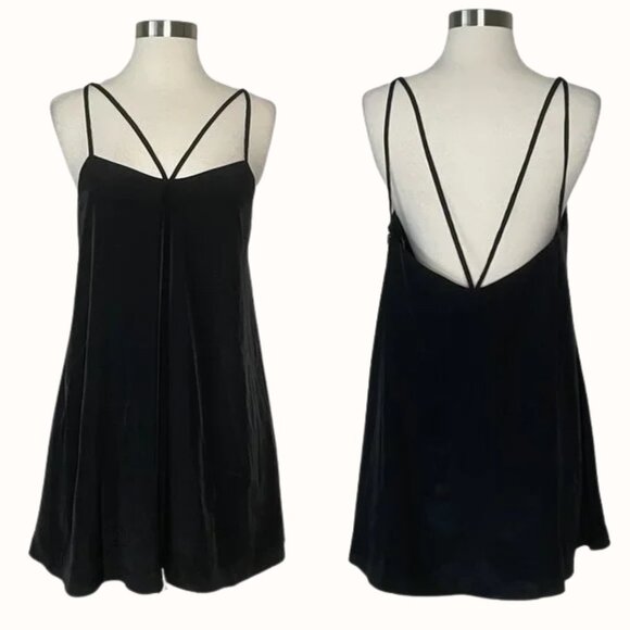 NWT Lovers + Friends Strappy Baby Doll Mini Slip Dress in Black Sz. S - Picture 1 of 4